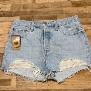 Levi's Light Blue Distressed Jean Shorts